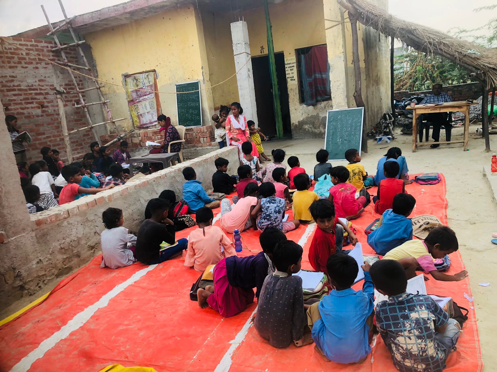 Students practicing on computers